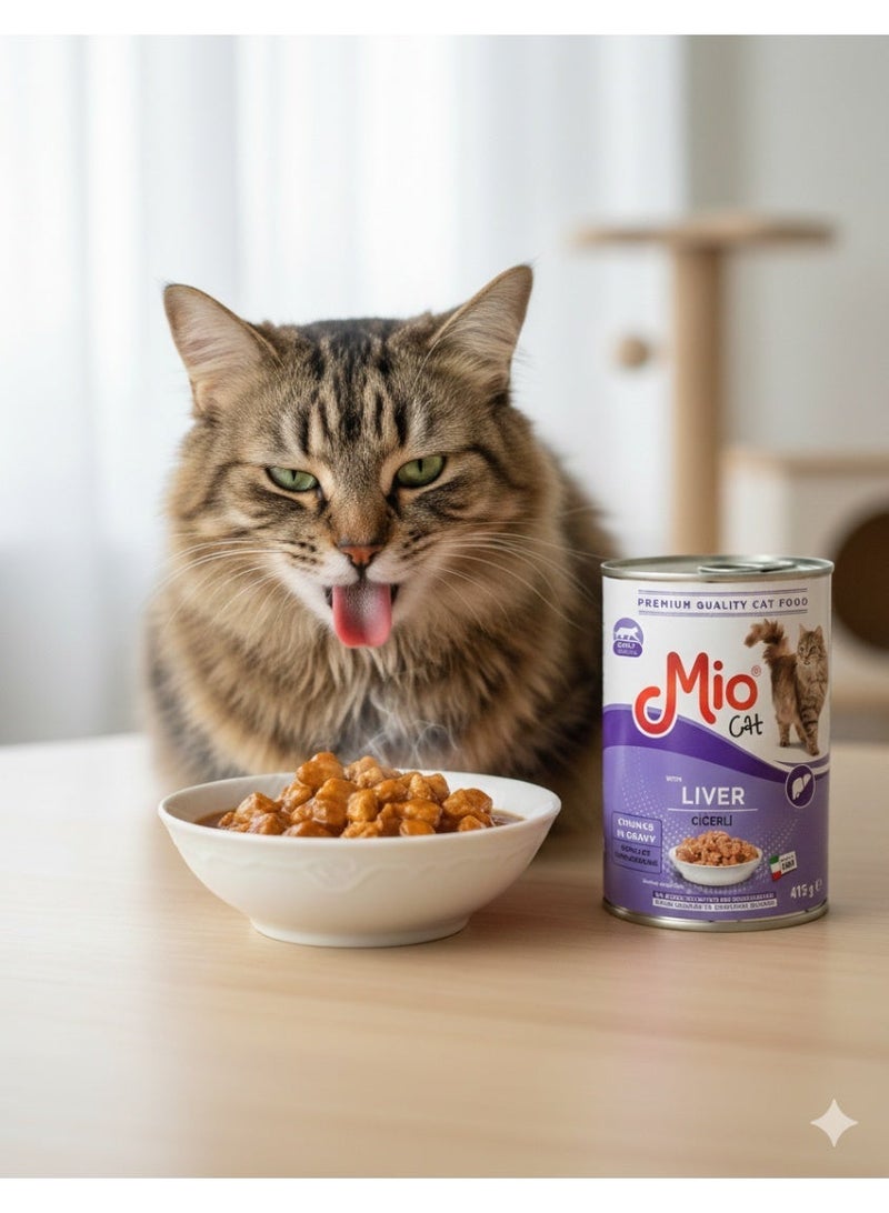 Mio Cat Adult Wet Food Chunks in Gravy with Liver - 400g Can - Image 2